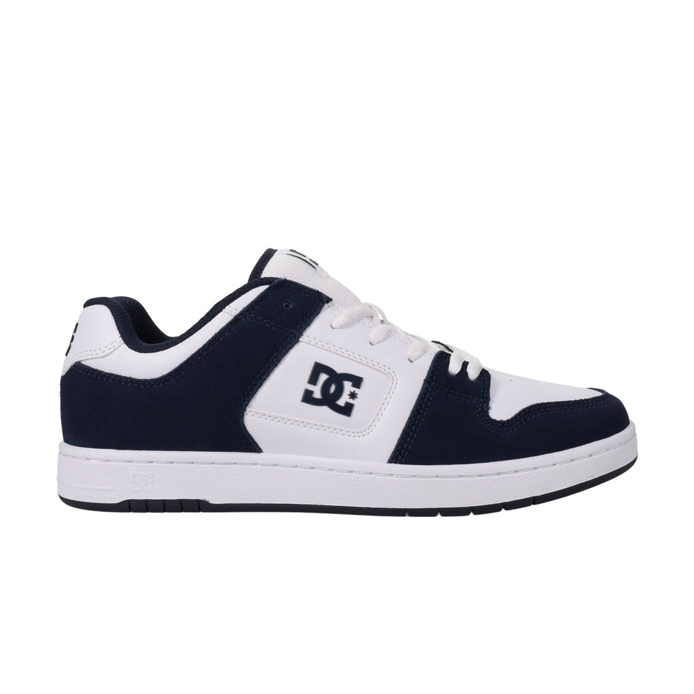 A navy and white DC shoe.