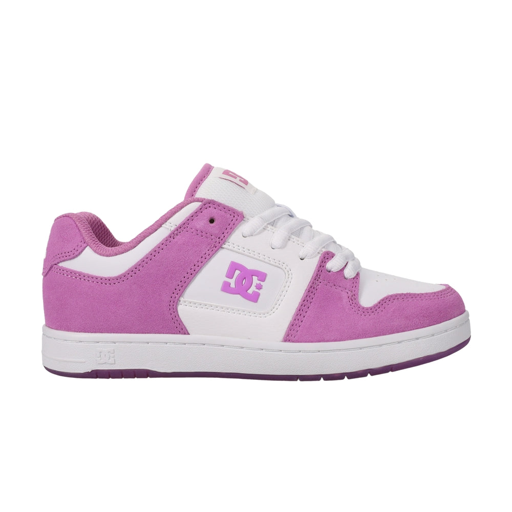 A white and pink DC shoe.