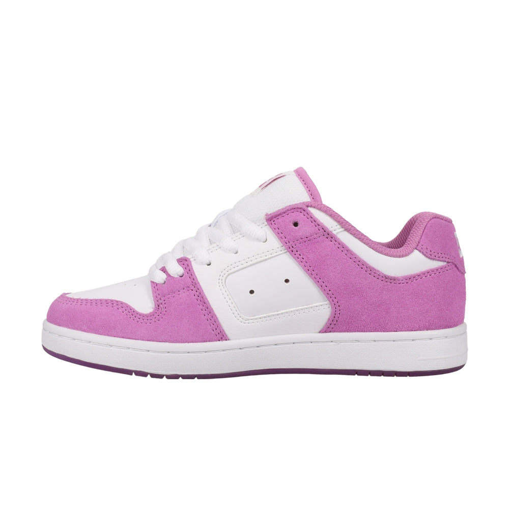 A white and pink DC shoe.