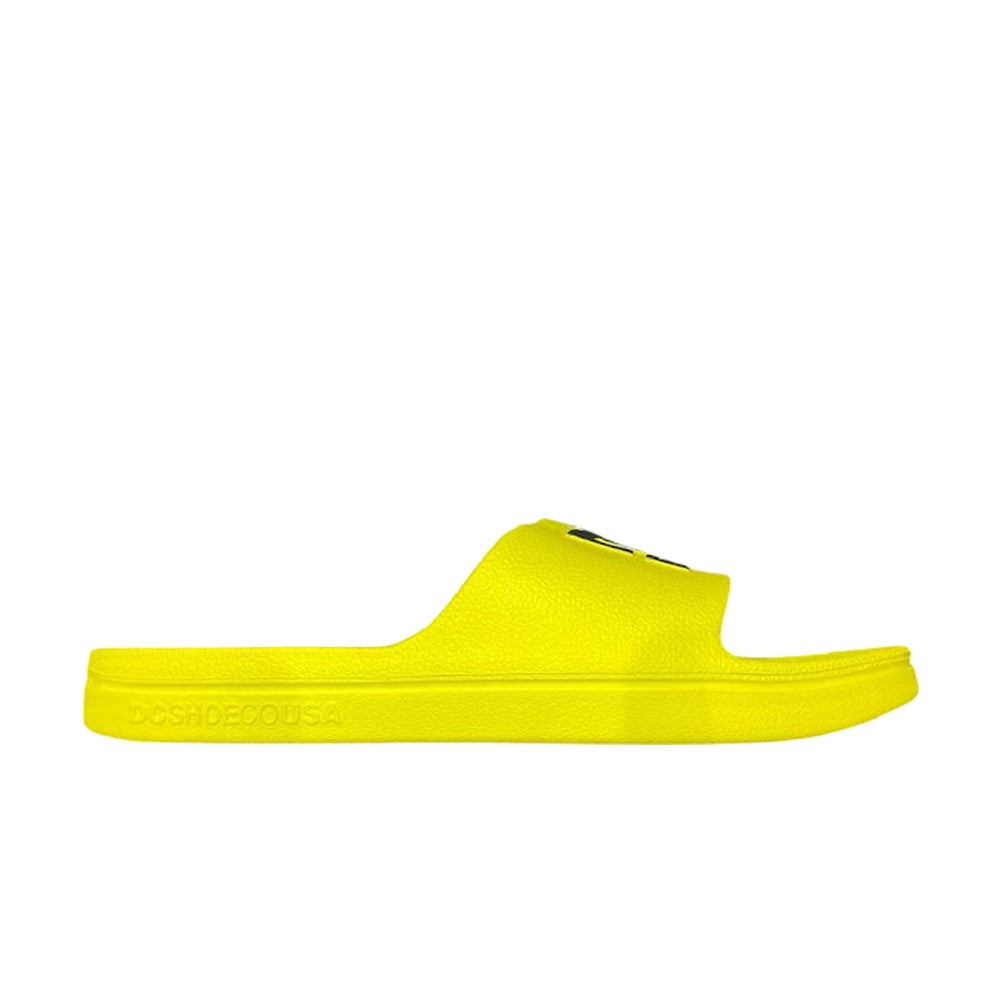 A yellow DC slipper.