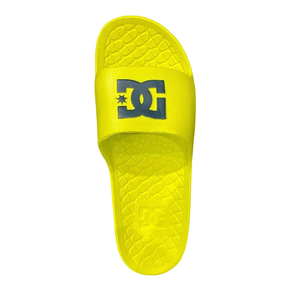 A yellow DC slipper.